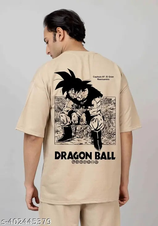 Goku Oversized Anime Tee |(Beige )