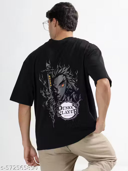 GARMIN Demon Slayer Oversized Black Cotton T-Shirt for Men